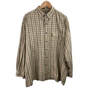 Caribbean Joe Let Go Mens Size XL Brown Plaid Button Down Long Sleeve Shirt